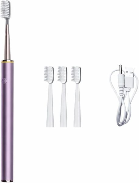 Rechargeable Sonic Toothbrush, Slim Design with 4 Soft Bristle Heads