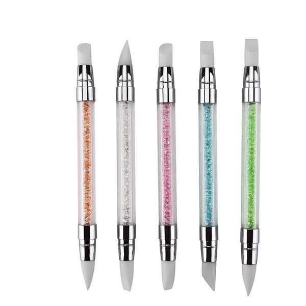 5 Piece Crystal Dual Tipped Silicone Nail Art Sculpture Pen