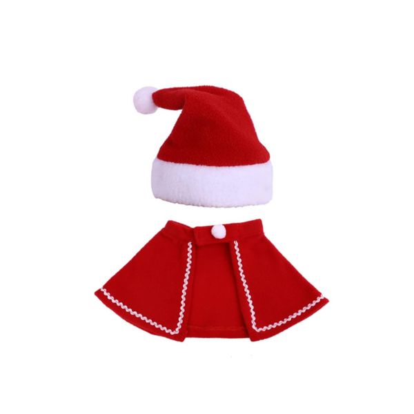Cute Christmas Pet Santa Red Hat And Cloak Costume For Cats And Small Dogs
