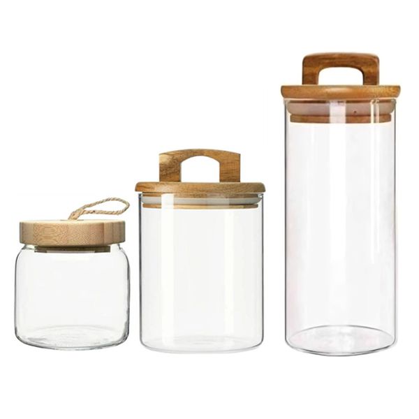 Spice Organizers &amp; Racks Glass Storage Jars with Lids - Set of 3