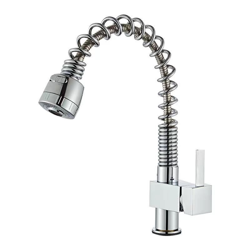 All Copper Spring Pull Kitchen Faucet Sstretch Hhot And Cold Mixing Faucet