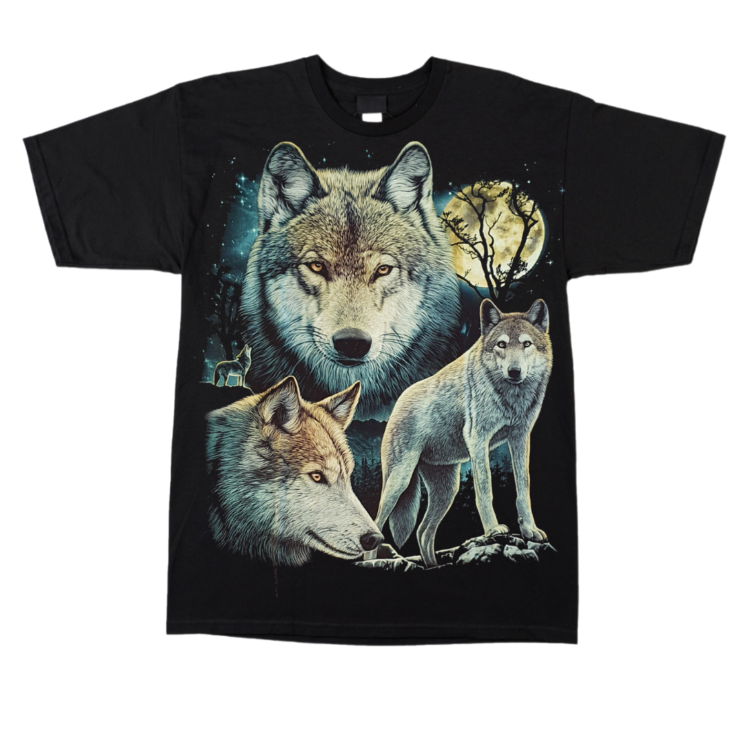 Black T-shirt-High Definition Glow In The Dark - Triple Wolf | Buy ...