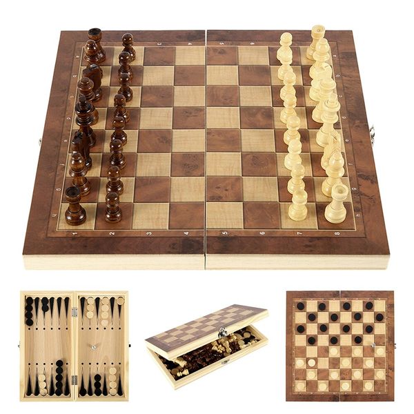 Travel 3 in 1 Chess, Checkers and Backgammon Set - 24cm x 24cm