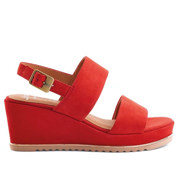 Green Cross Jana Double Strap Wedge 52221 Red