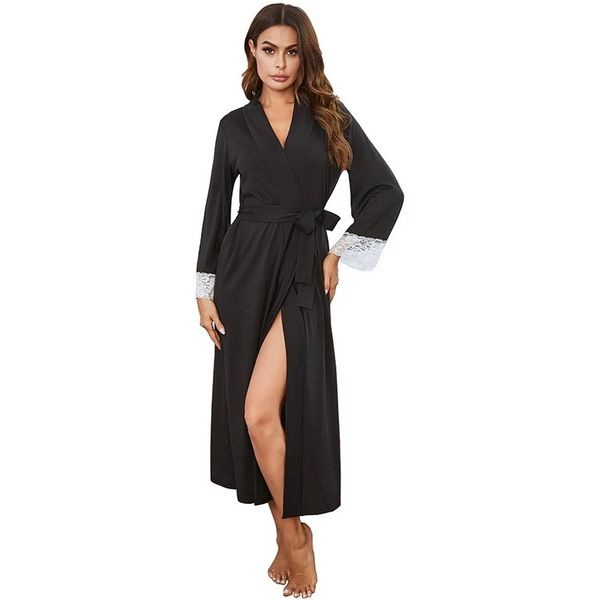 Women Soft Long Robe Full Length Knit Bathrobe Sleepwear Loungewear