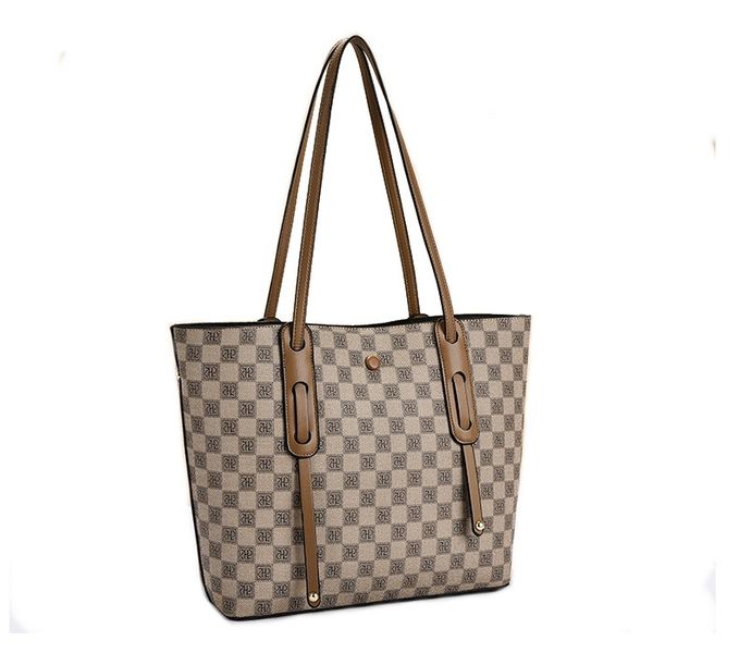 Women's Casual Tote Bag PU Leather Checkered Large Shoulder Handbag