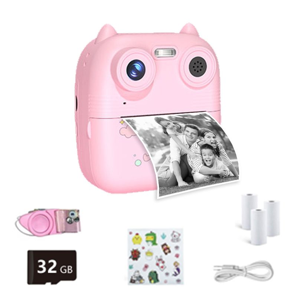 3MP+32GB+2.4Inch Children's Cute Cartoon Digital Camera+3 rolls of print