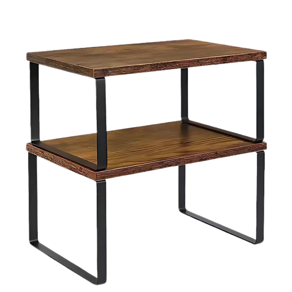 Bestby- 2PCS Stackable Metal Shelves Organizer for Home/Office- Dark Color