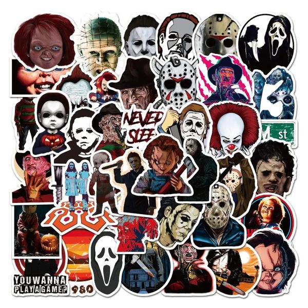 50Pcs Mixed Horror Punisher Stickers - Halloween Sticker Pack