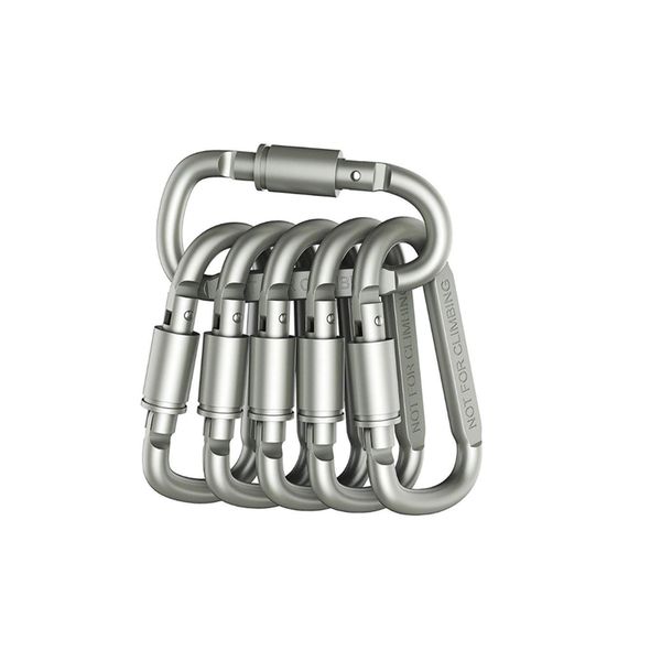 6 Piece Aluminum Alloy Carabiner D-ring Snap Clip Lock Buckle Hook