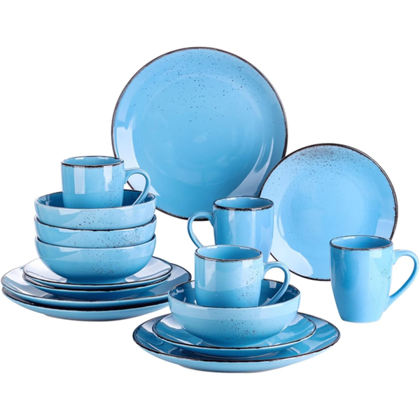 Divine 16 Piece Shinny Ceramic Dinner Set - Blue