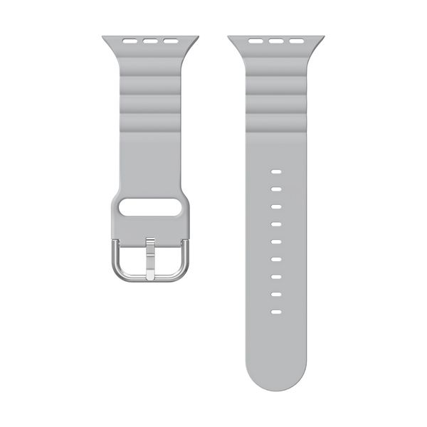 Weave Pattern Silicone Strap For Apple Watch 42/44/45mm - Light Grey