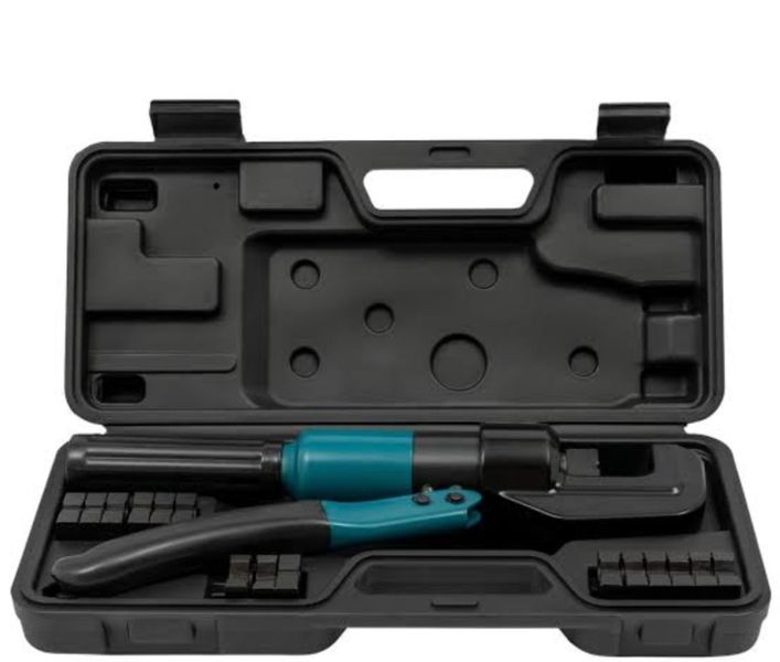 Hydraulic wire crimping tool with 8 dies for emergency electrical repairs