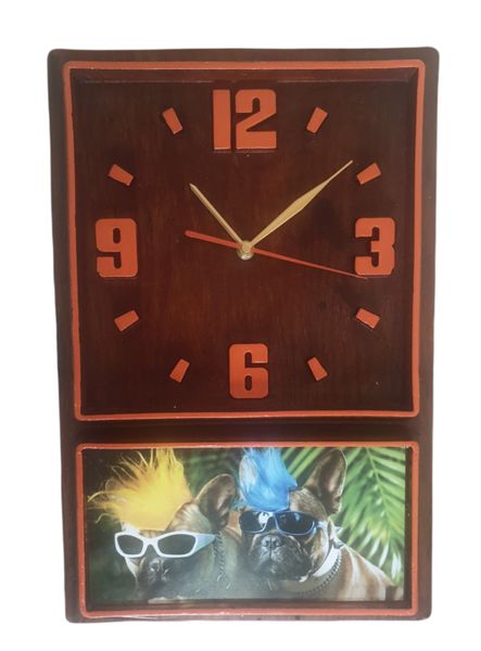 Retro Box Clock (Orange) Funky Dog (180