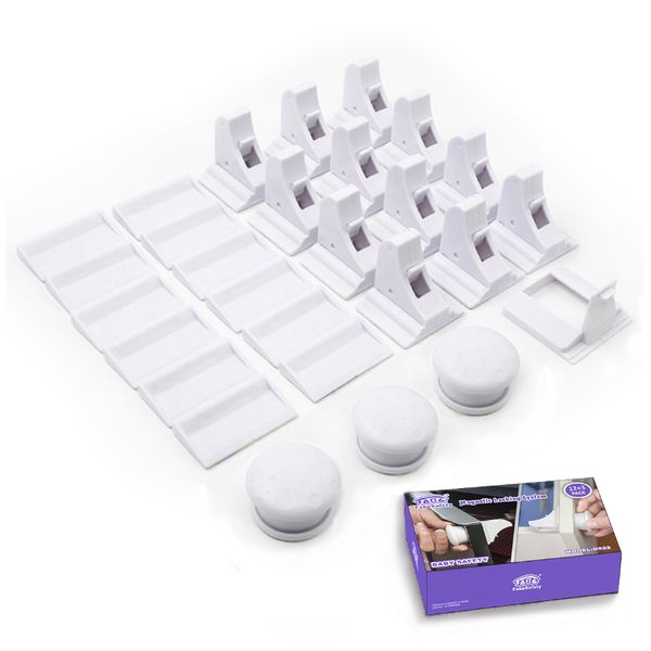 Child Safety Magnetic Locks for Cupboards and Drawers – 12 Locks + 3 Keys