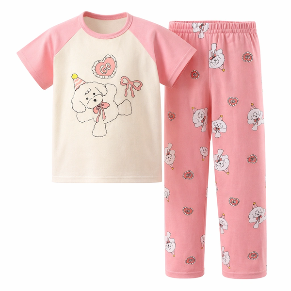 Birthday Dog Kids Pajama Set - Pink