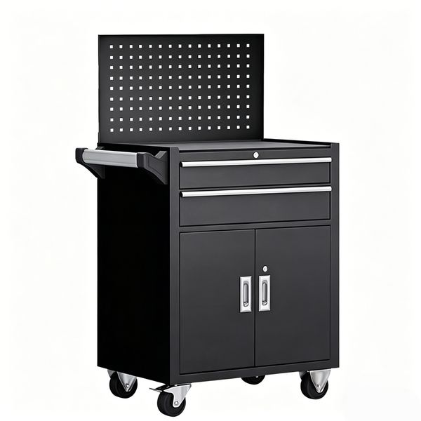 Rolling Tool Chest Heavy Duty 2 Drawer Cart Trolley Cabinet with Wheels Kit