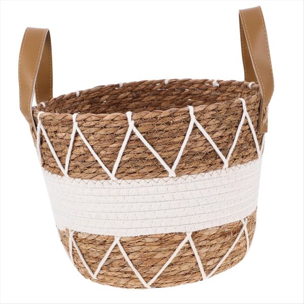 Boho Decorative Storage Basket for Living Room,Bedroom,Bathroom, Woven Blan