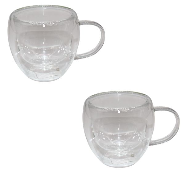 2 Pack Thermal Double Wall Glass Mug