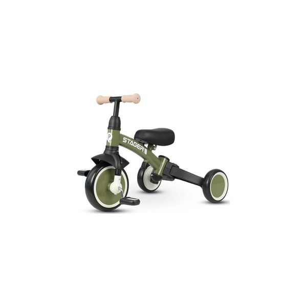 QPLAY STAGER 3IN1 TRICYCLE With CHILD PUSHCHAIR OLIVE GREEN