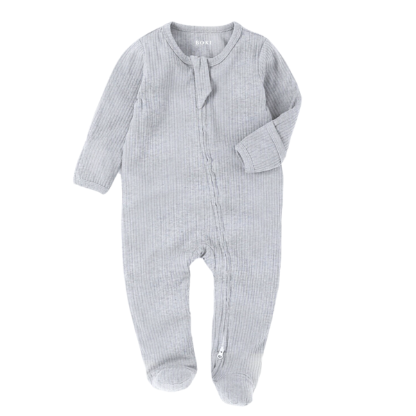 BOKI Organic Cotton 2-way Zipsuit | Light Grey