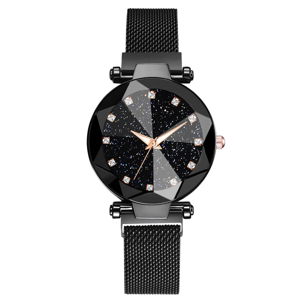 Ladies Starry Sky Mesh watch Diamante in Black Buy Online in