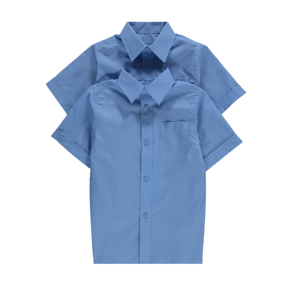 White Cotton Blend Short Sleeve School Shirt(2Pack)