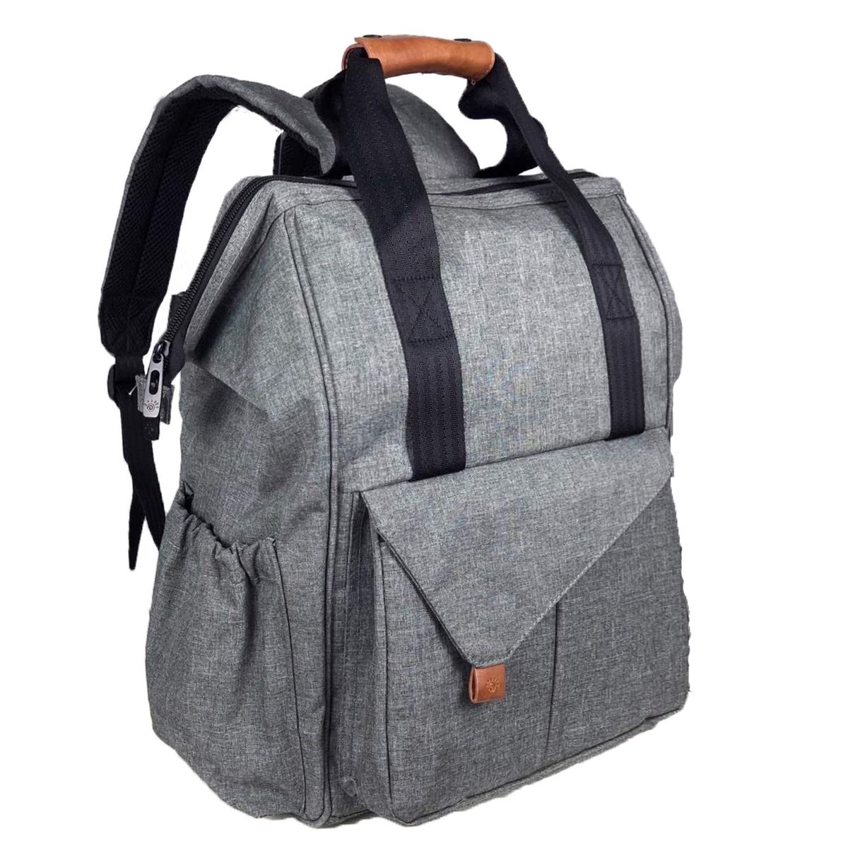 Multifunction Baby Diaper Bag Backpack with Front Flip Storage Grey