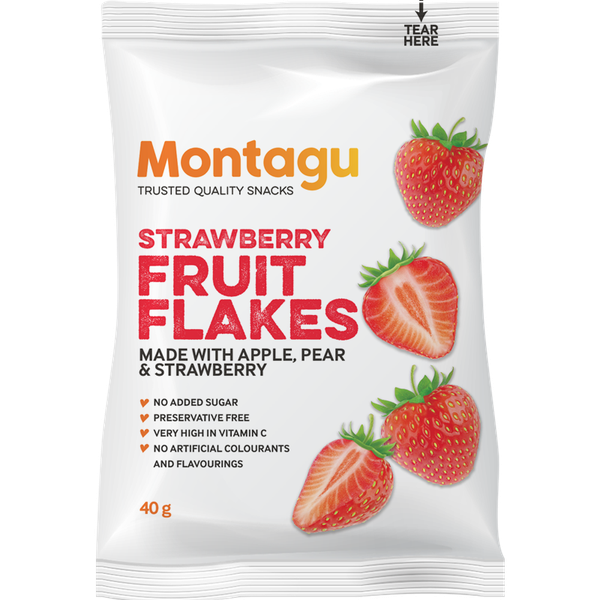 Montagu Dried Fruit Flakes Strawberry 10x 40g Box