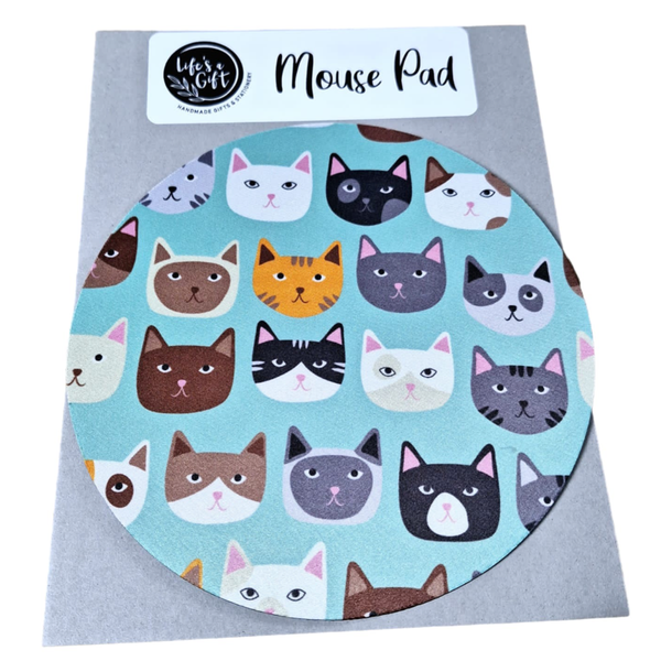 20cm Round Mouse Pad with Cats Faces