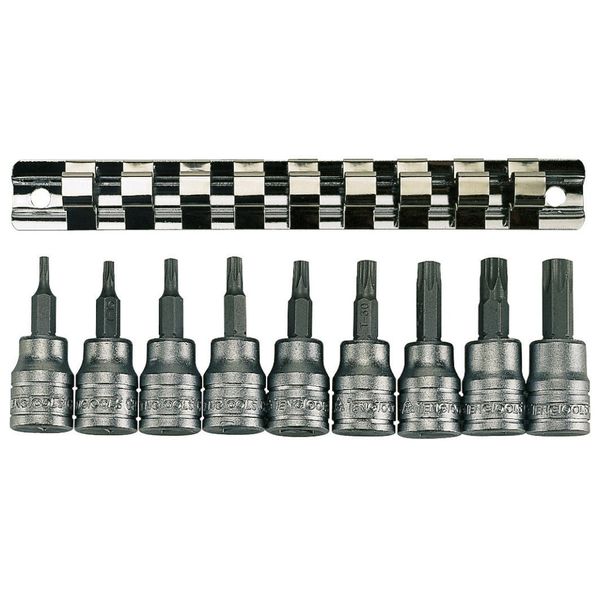 TengTools - 3/8inch Drive TX Socket Set on clip rail, 9 piece - M3813TX