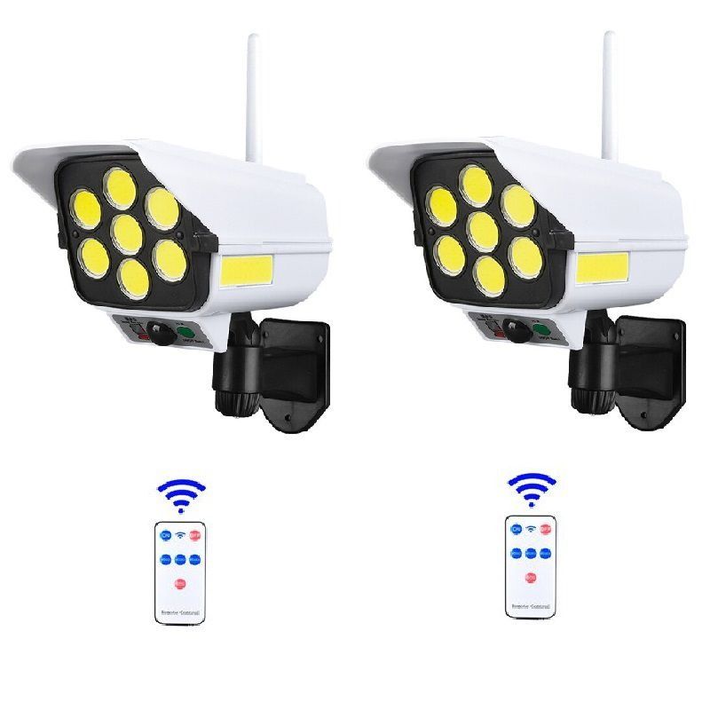2 x Solar Monitoring Light / Lamp Dummy Camera Remote Controlled 180w