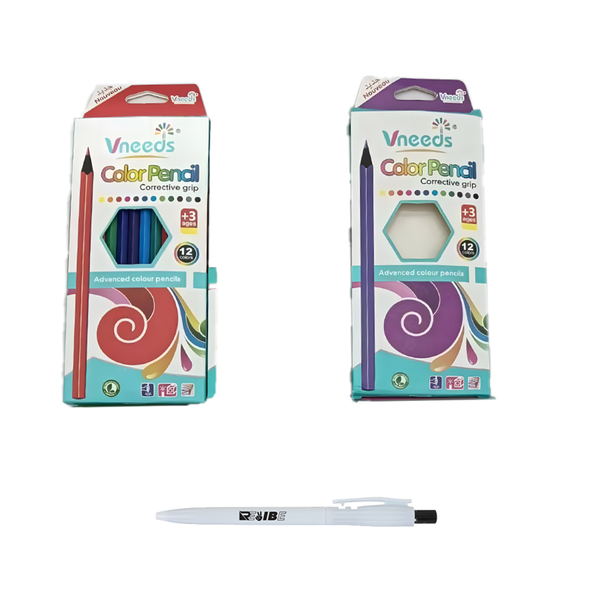 2Pack 12Pcs Each Vibrant Colored Arts Coloring Pencils With ReVibe Pen