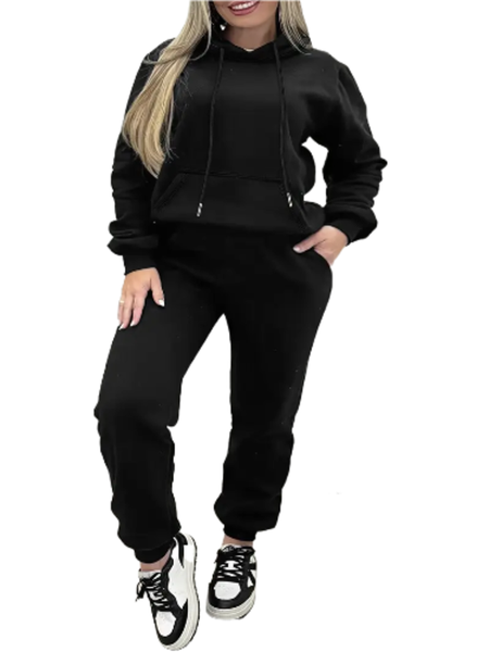 Secret Shield-Large Size Solid Color Casual Warm Sports Suit