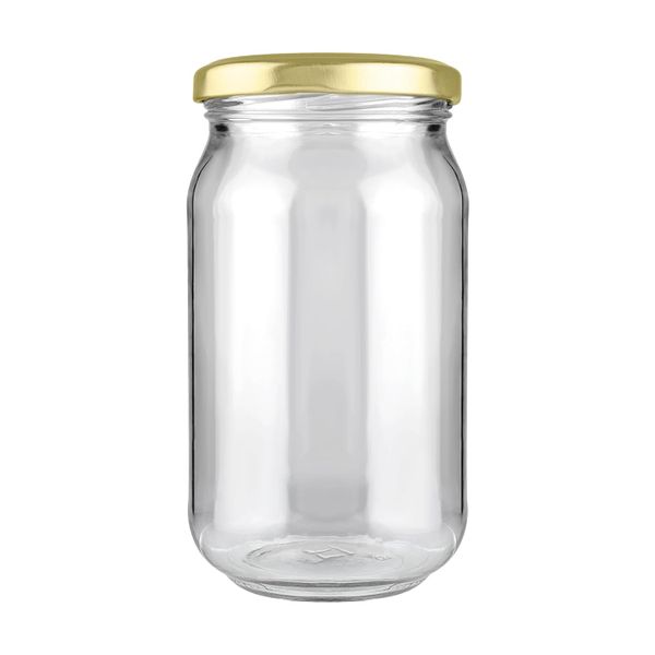 Round Glass Kitchen Storage Jar with Air Tight Metal Lid - Set of 2