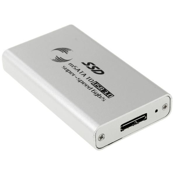 Mini External USB 3.0 To mSata SSD Hard Drive Box (6GB) - Silver