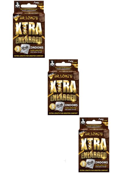 Dr Long's Xtra Enlarged Condoms 3 Packs of 3