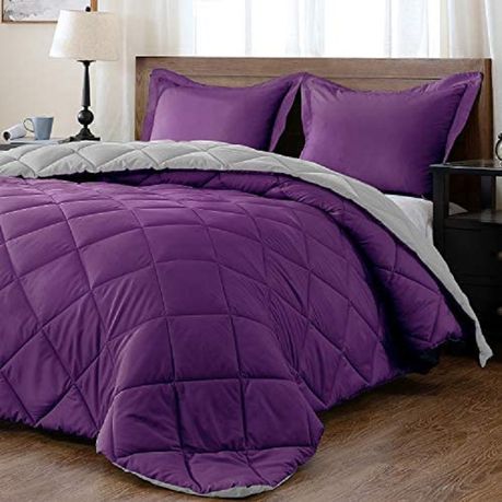 Reversible Comforter Purple/Grey Comforter Set