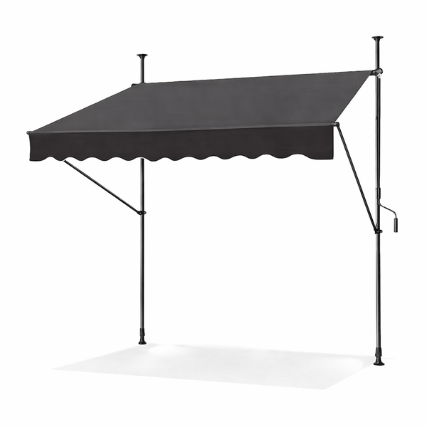 Manual Retractable Patio Awning, Outdoor Sun Shade Shelter