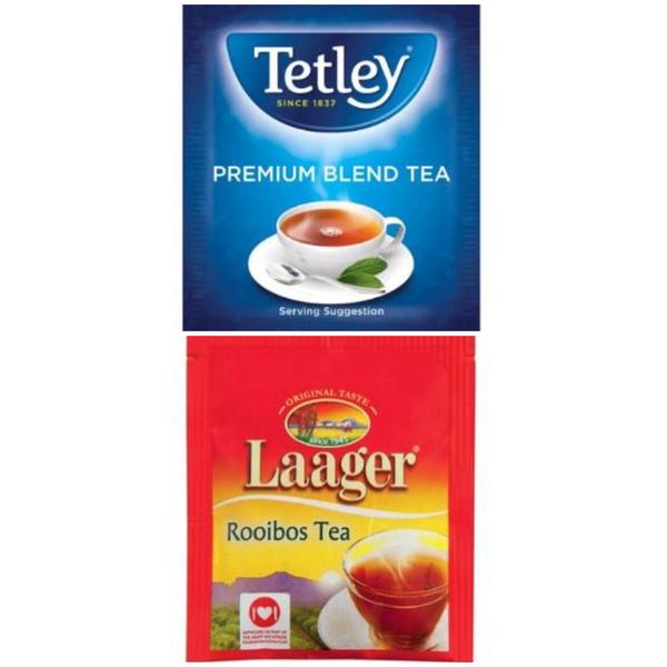 Laager Rooibos and Tetley Black Tea Envelopes 200s