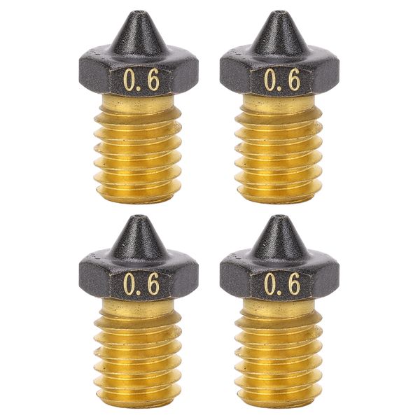 4-Pack Voron MK3S Nozzles - 0.6mm PTFE Coated Brass