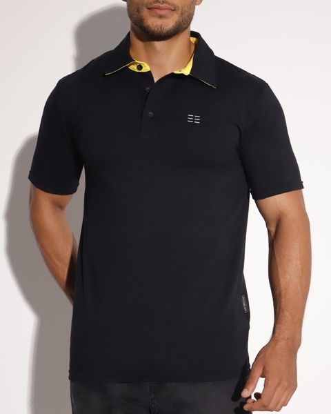 Breeth Breathable Comfortable Cotton Mens Polo Golf Shirt - Black &amp; Yellow