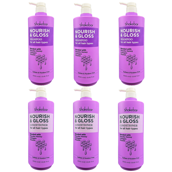 Shakebar Nourish &amp; Gloss 1L Shampoo &amp; Conditioner (2 sets)