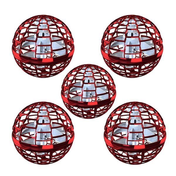 Flying Spinner Ball - Hand Controlled Mini Drone LED Ball - Red - 5 Pack
