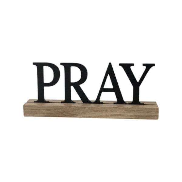 PRAY Tabletop Wooden Sign Ornament For Home Decoration - Black