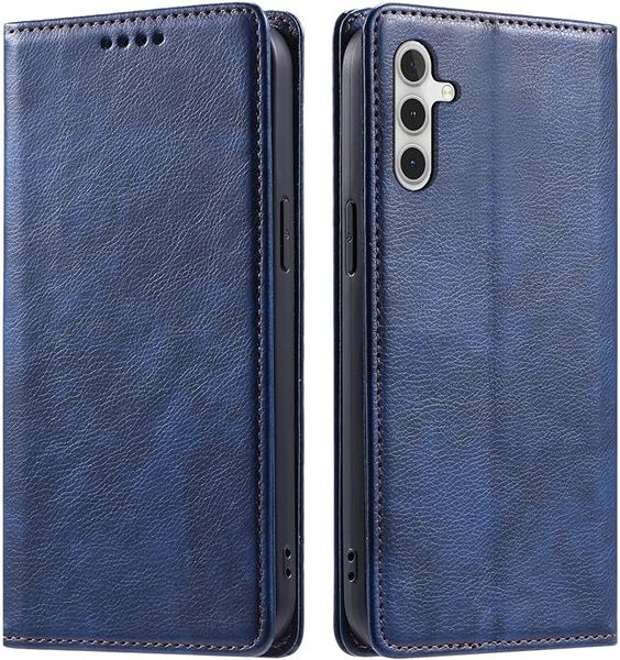 Flip Magnetic Leather book Cover for Samsung Galaxy S24 Plus Blue