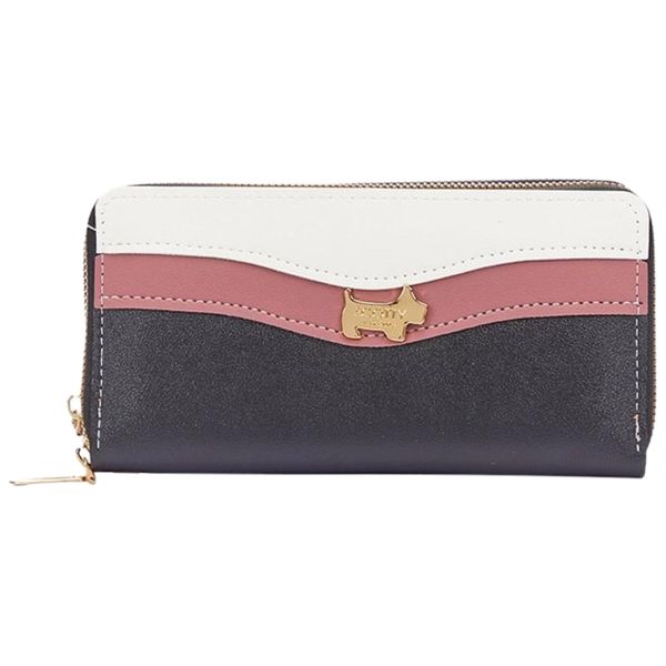 Double Zipper Purse - White &amp; Brown image