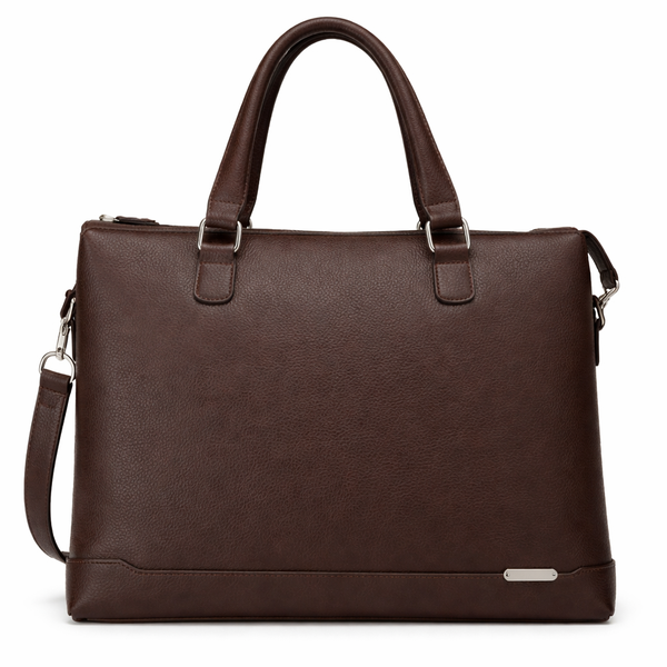 Structured PU Leather Handbag with Detachable Shoulder Strap