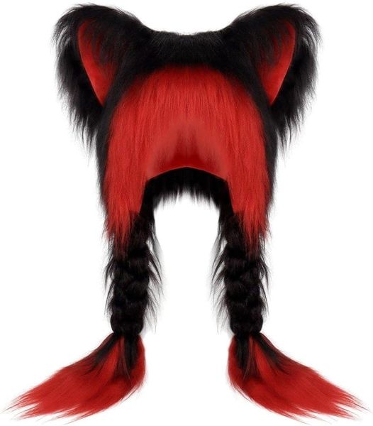 Cute Cat-Ear Plush Hat with Braids