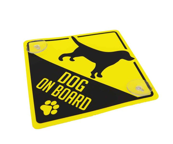 Yellow &amp; Black - Dog On Board Car Window Sign (15cm x 15cm) - 2 pack